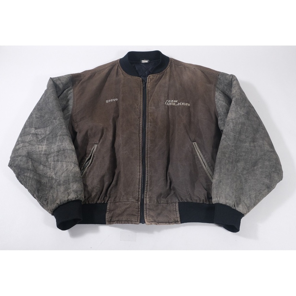 Nemesis‎ Bomber Jacket Mens XL Brown Vintage 70s Team Walker Quilted Work Coat